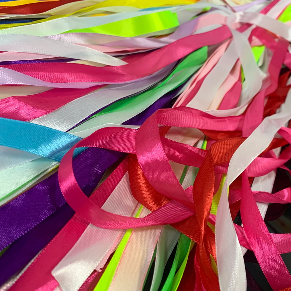 50 Pieces Ribbon Sticks Wedding Streamers Chromatic Streamers Silk Fairy Sticks for Party, Birthday, Celebration and Holiday