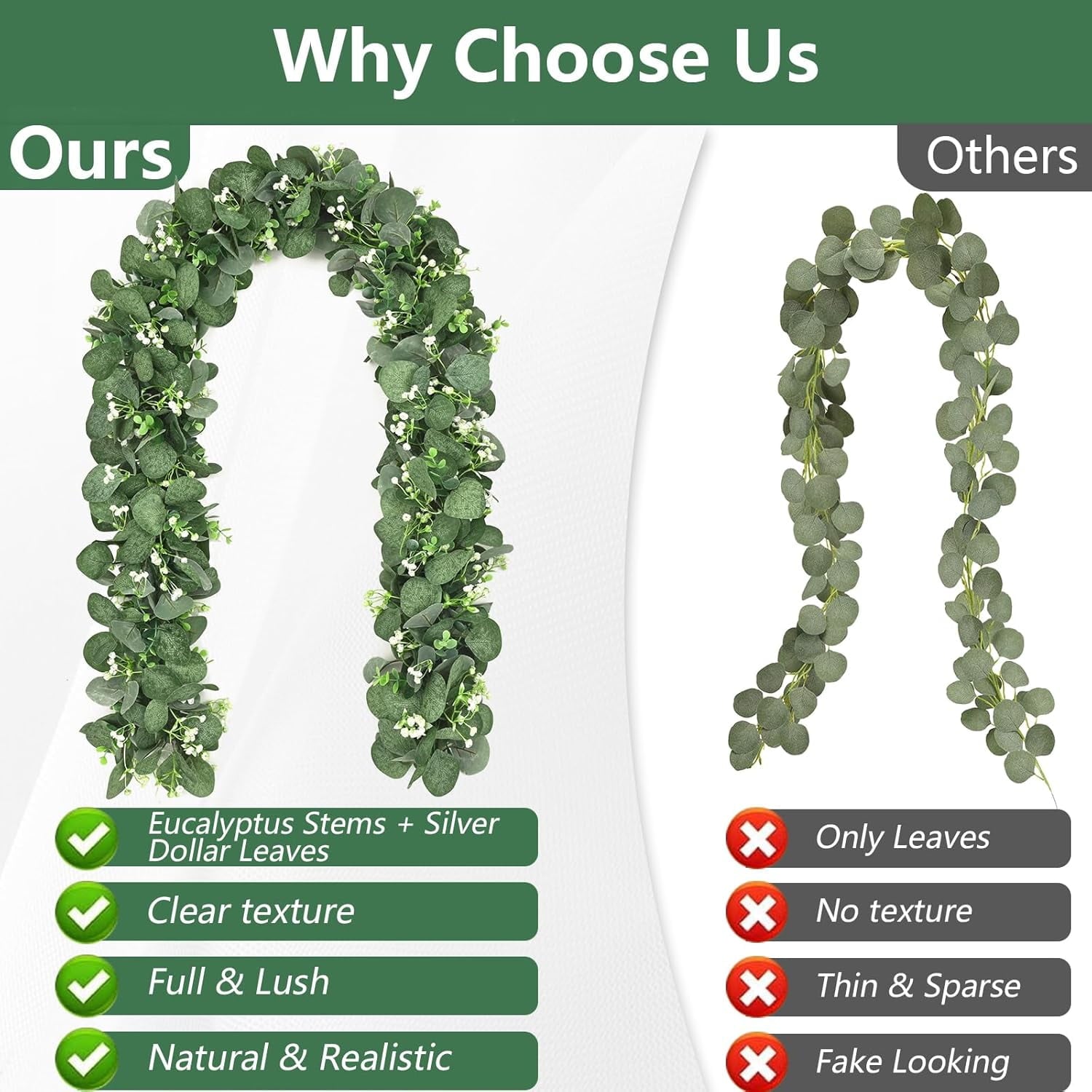 Waipfaru 4 Pack Eucalyptus Garland with Flowers,6FT Greenery Garland Decor,Artificial Eucalyptus Leaves Vines for Table Home Wedding Mantle Decoration