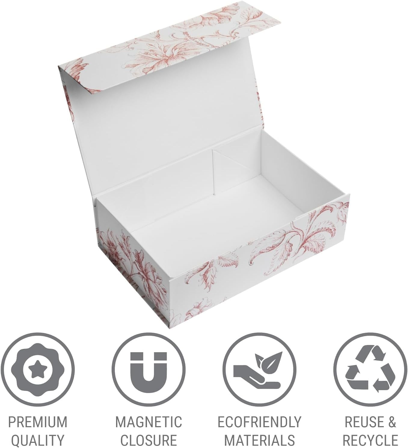 Luxury Keepsake Gift Box 3-Pack | Pink Floral Decorative Boxes with Magnetic Lids for Presents, Wedding Memory Box, and Bridal Gifts. 11.5" x 7.5" x 3.5"