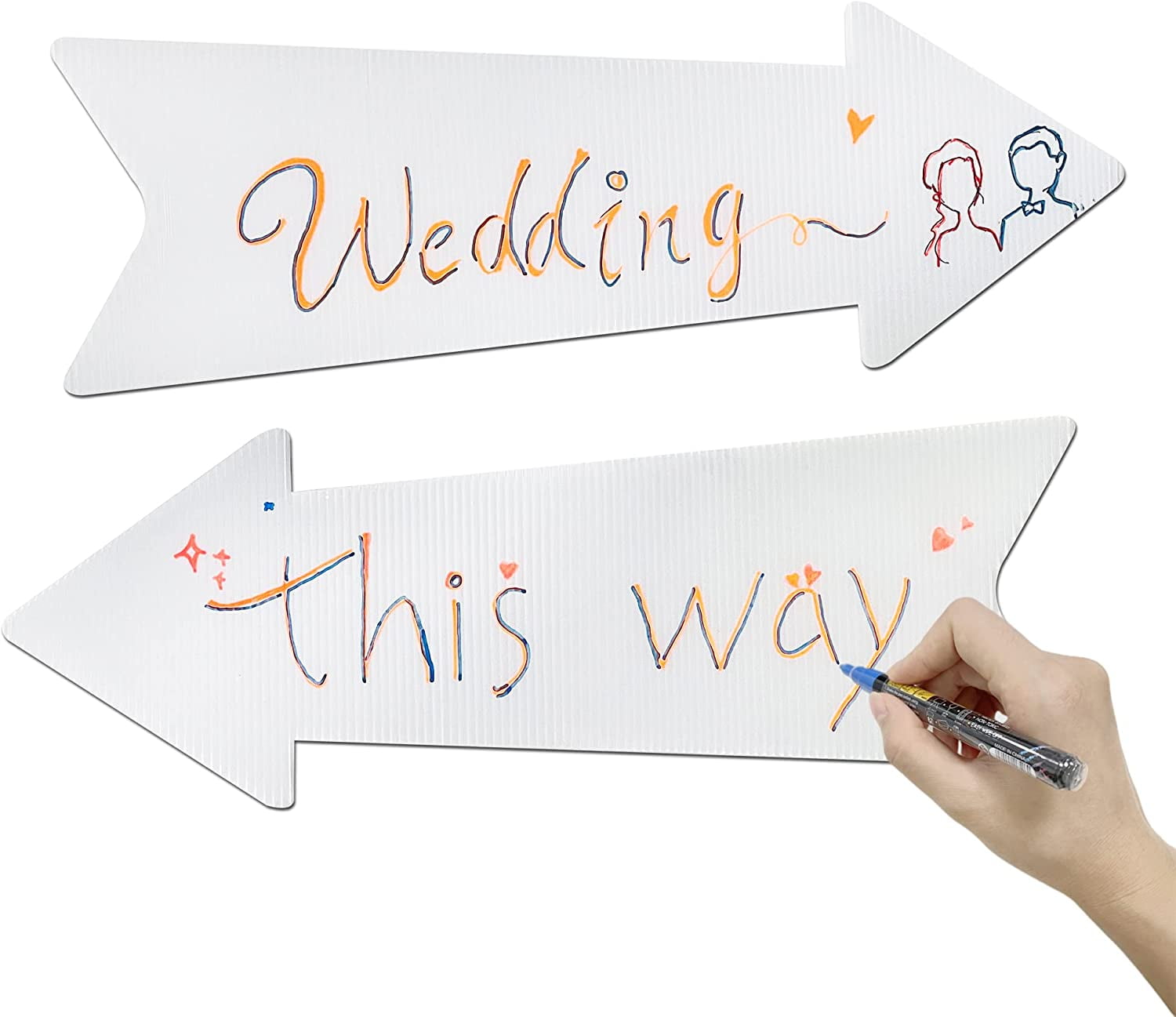 Blank Arrow Signs with Stakes 15 Pack 17 x 6 Inches Wedding Directional Yard Signs with Stakes, This Way Arrow Yard Signs Birthday Party Signs Arrow