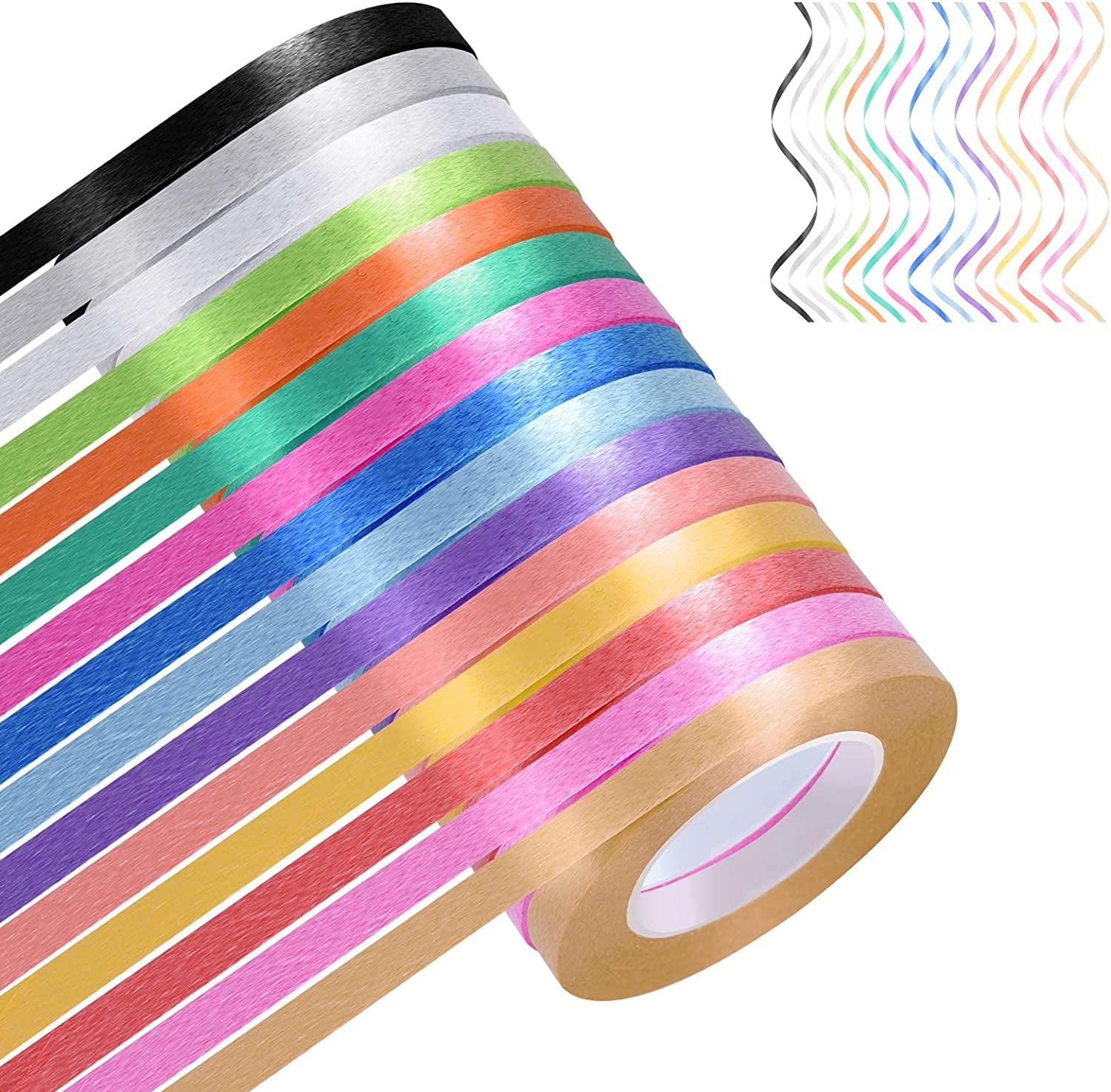15 Rolls Curling Ribbon for Gift Wrapping - Assorted Colors Balloon String Ribbon Bow, Presents Ribbons for Crafts, Festival, Florist Flower, Wedding Party coration, 10 Meter/Roll,Rand colour