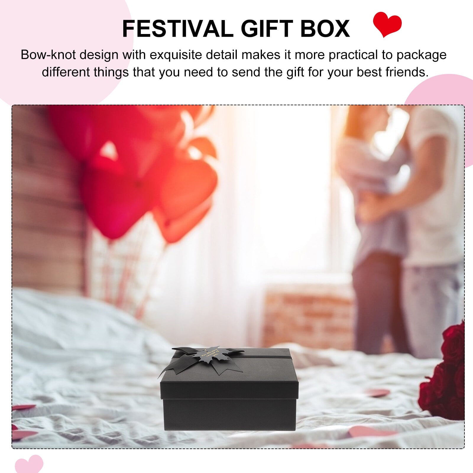 1Pc Christmas Gift Box Creative Present Package Case Paper Box (Black)