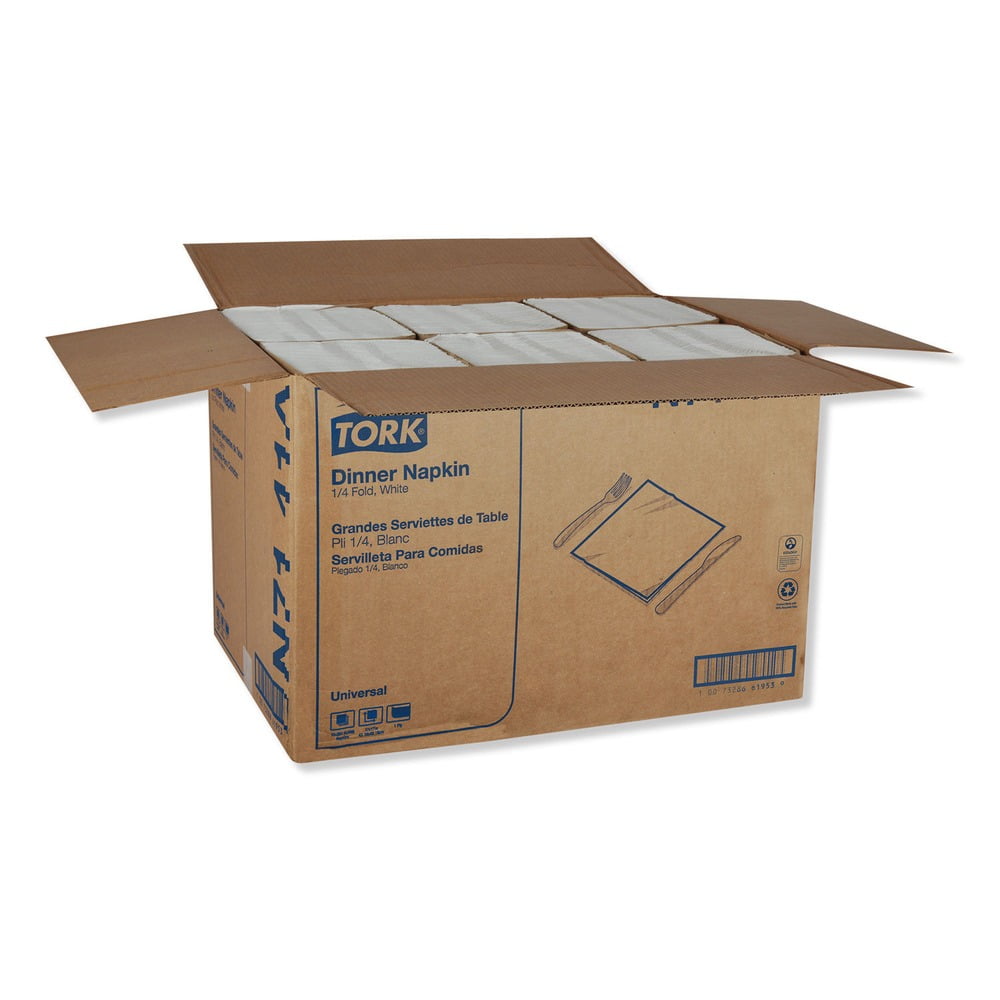 Tork Universal Dinner Napkins, 1-Ply, 17" x 17", 1/4 Fold, White, 4008/Carton -TRKN7141A