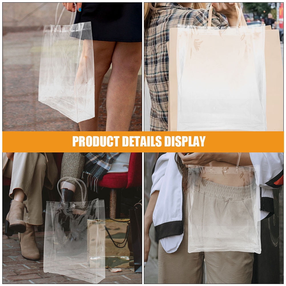 Hytrove 10Pcs Clear Wrapping Bags for Presents Reusable Tote Bag for Christmas 34.0X24.0X12.0in