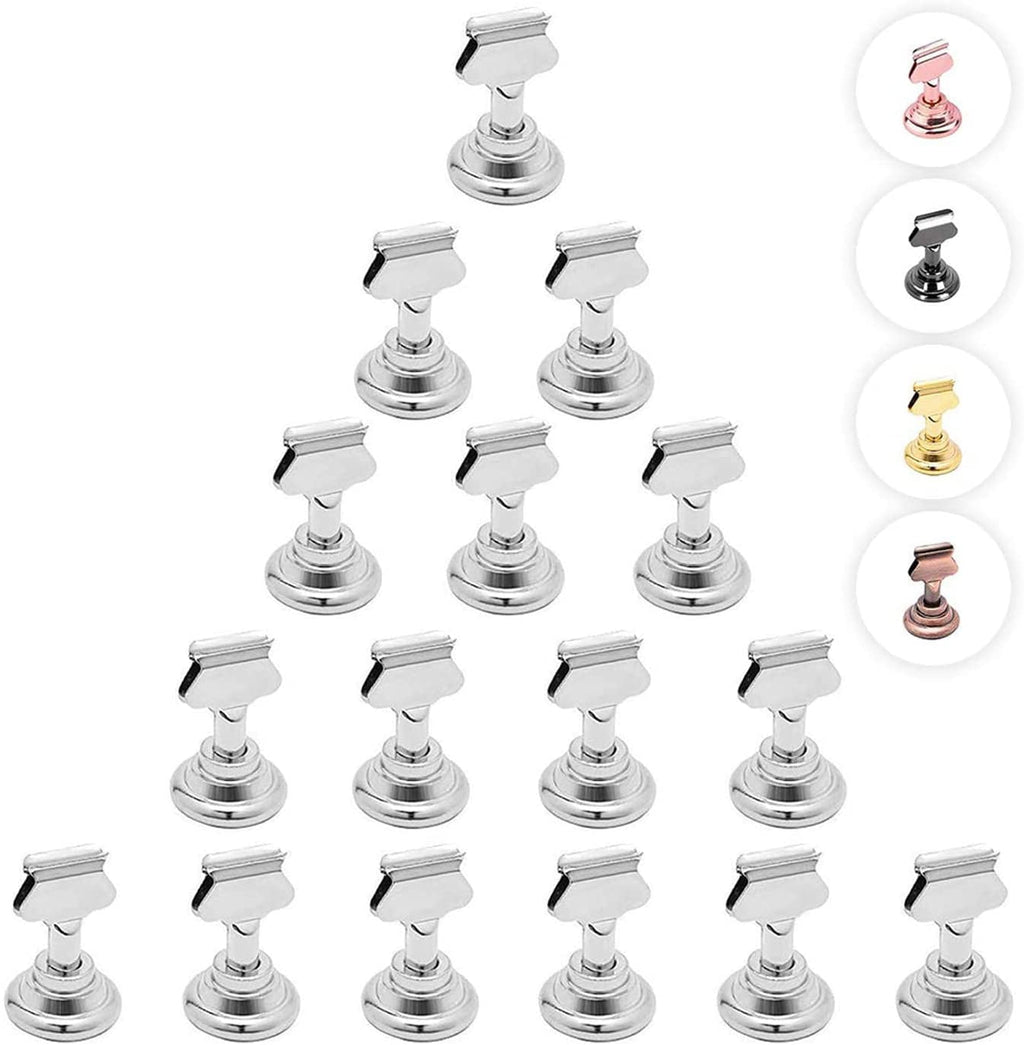 16PK Table Number Holders Place Card Holders 1.7 Inch Table Card Holders Steel Card Holders for Photos, Food Signs, Memo Notes, Weddings, Restaurants, Birthdays(Silver) Silver