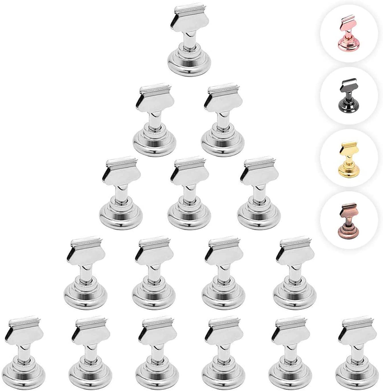 16PK Table Number Holders Place Card Holders 1.7 Inch Table Card Holders Steel Card Holders for Photos, Food Signs, Memo Notes, Weddings, Restaurants, Birthdays(Silver) Silver