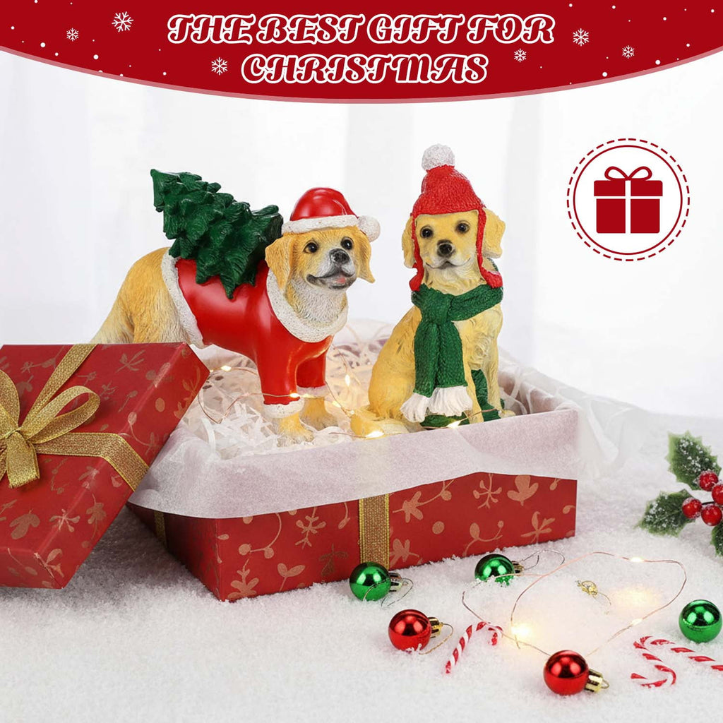 Ayieyill 2pcs Christmas Dog Decorations Tabletop Christmas Decor Christmas Holiday Gift for Home