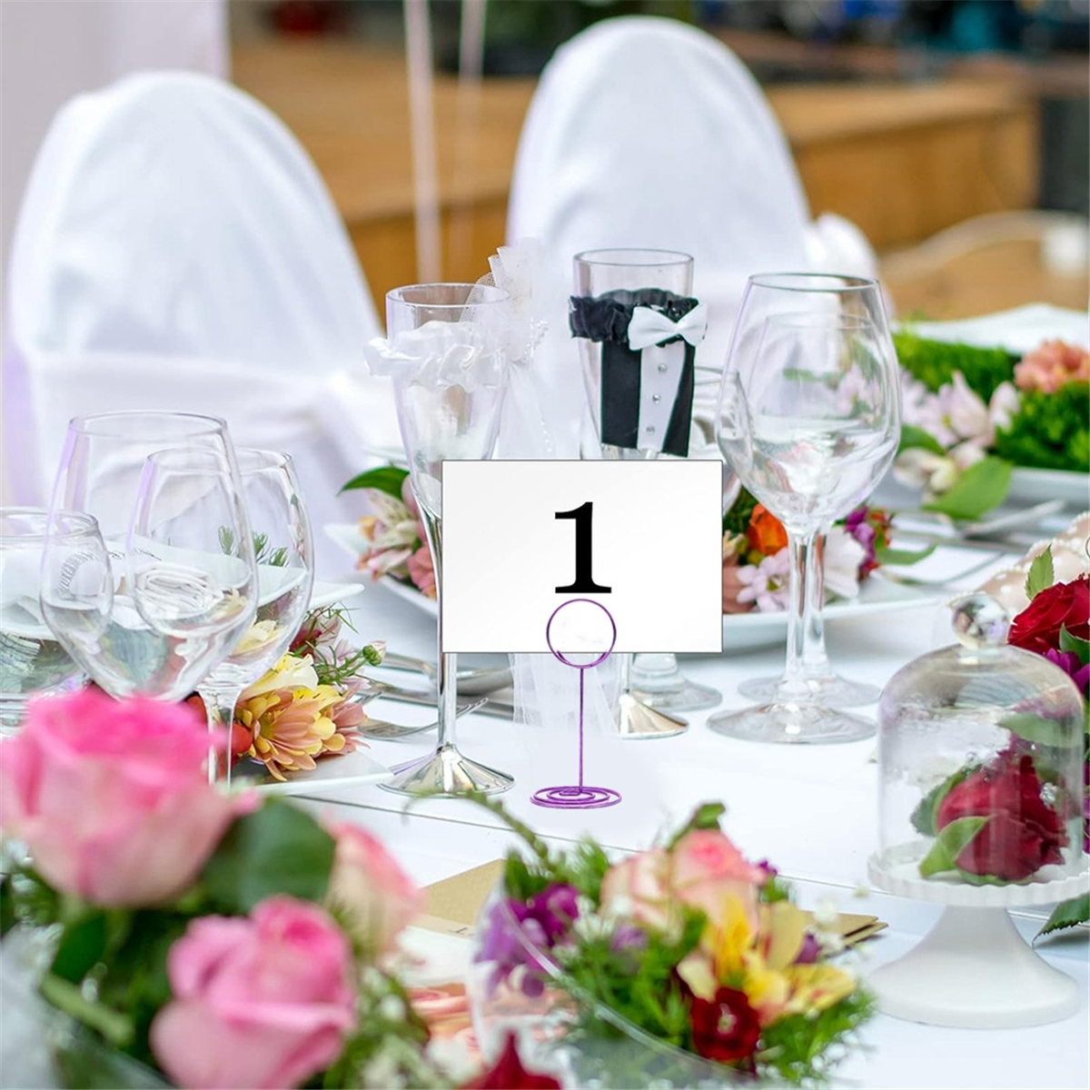 80Pcs Table Number Holders Place Card Holder, Picture for Wedding, Birthday Anniversary Party, Restaurant 85mm