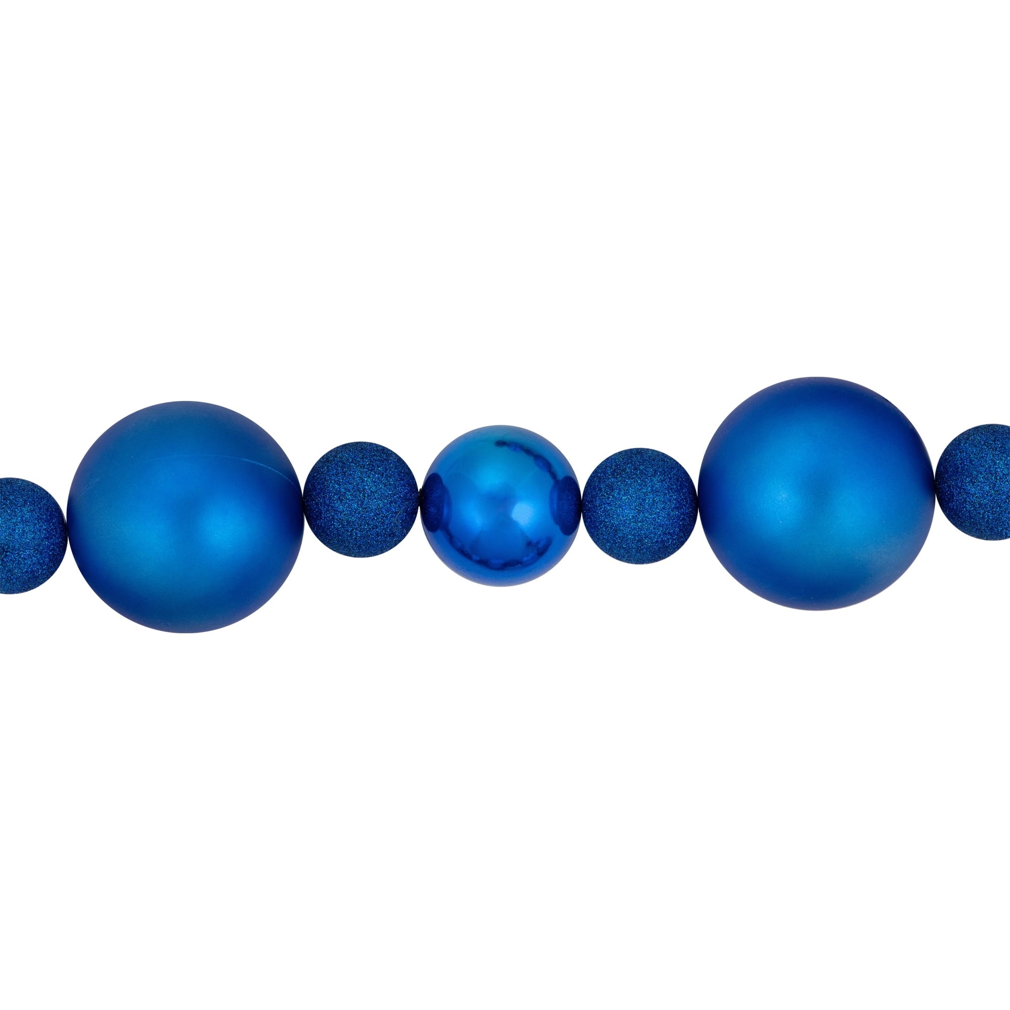 Northlight 3-Finish Shatterproof Ball Christmas Garland - 6'  x 4" - Blue  - Unlit
