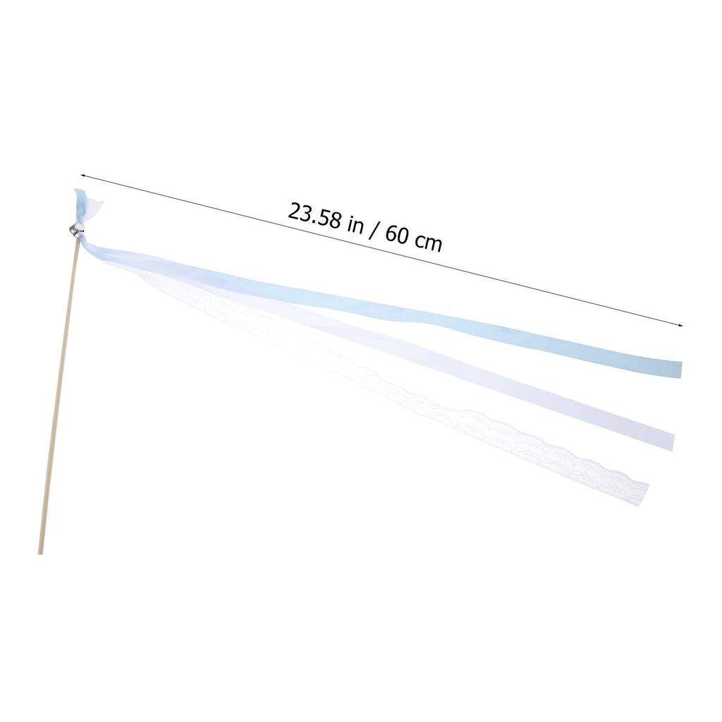 Worgeous 40 pcs Lace Ribbons Streamers Ribbon Wand Sticks Wedding Streamers with Bells Fairy Sticks Wands