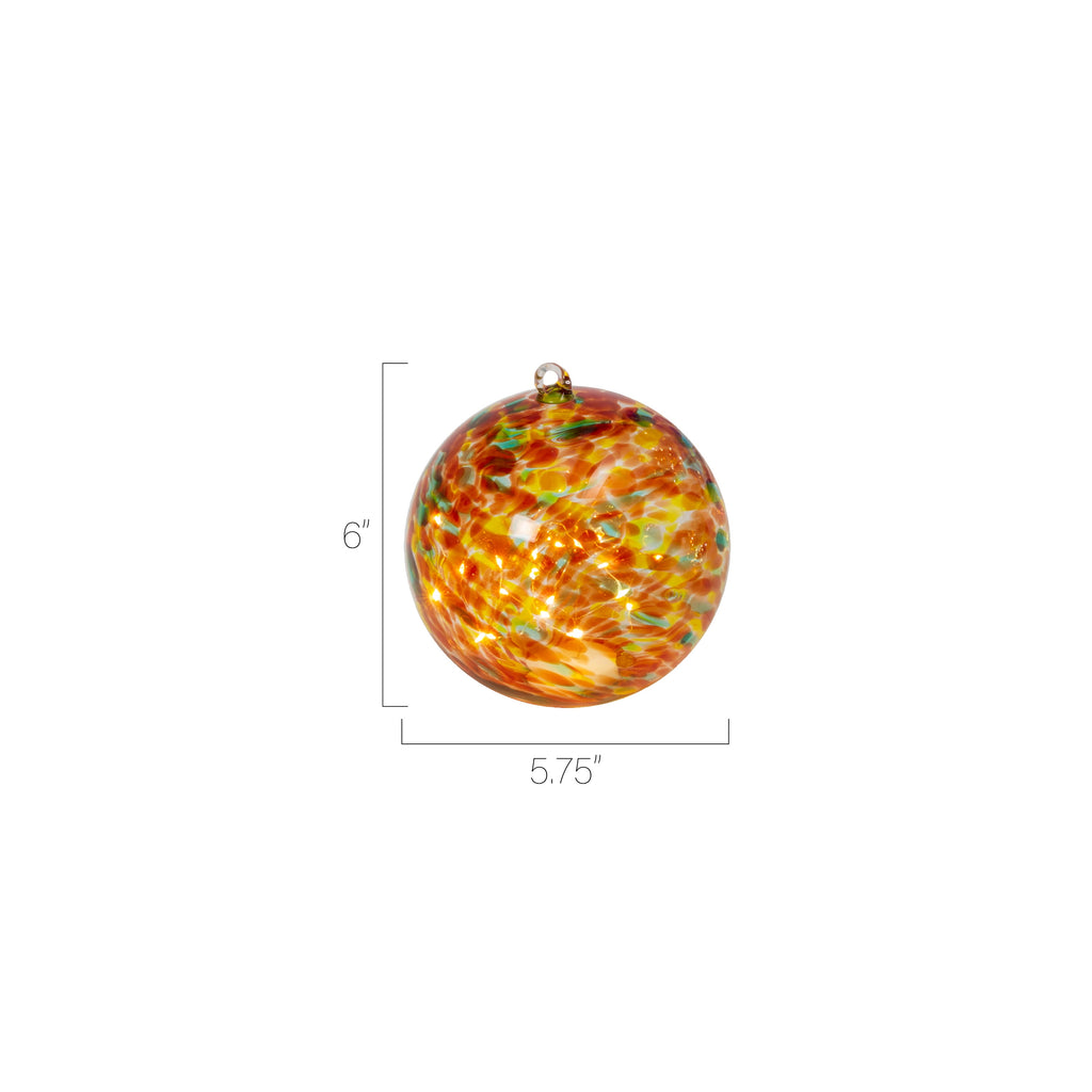 Elegant 5.75 Inch Amber Illuminating Hand Blown Glass Sphere