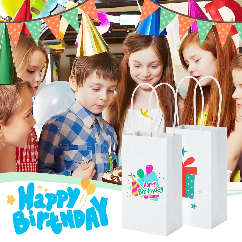 BagDream 100 Pack Mini White Gift Bags with Handles 3.5x2.4x6.7 Recyclable Kraft Paper Bags for Party Favor, Birthday, Baby Shower, Candy, Small Business