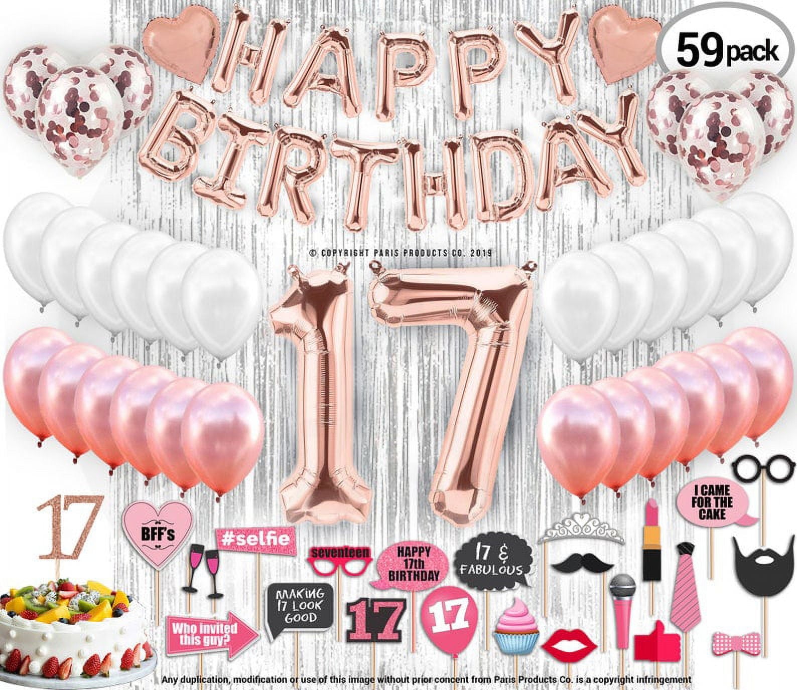 4th Birthday Decorations Party Supplies, Rose Gold 4Number Balloons 4th Foil Mylar Balloons Latex Balloon Decoration 4th Birthday Gifts