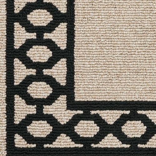 Washable Skid-Resistant Runner Rug, Trellis Border, Beige and White, 26" x 96"