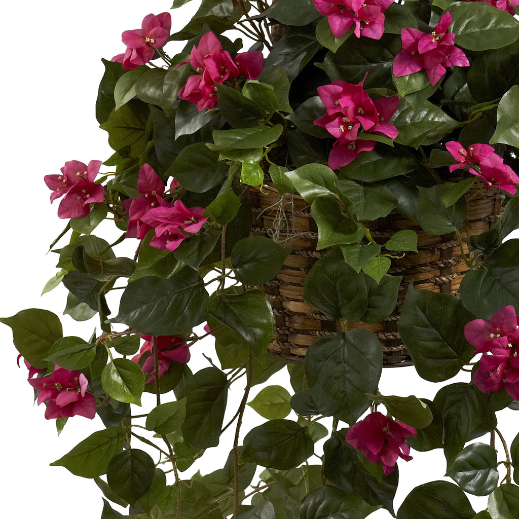 Nearly Natural Bougainvillea Silk Hanging Basket