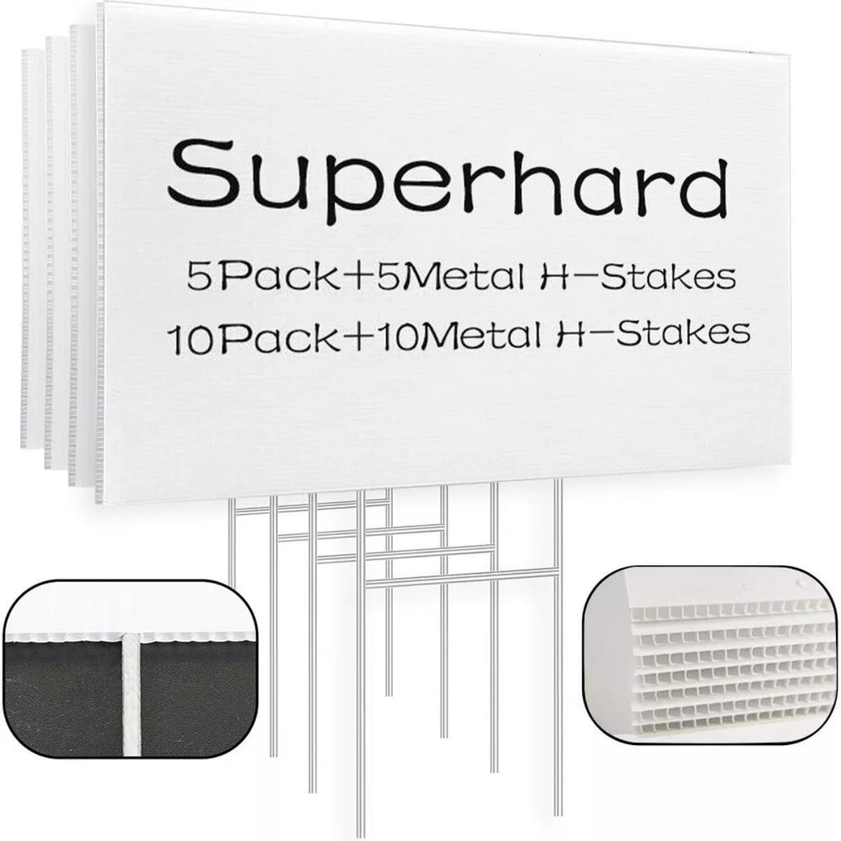 18x24" Yard Signs 5PACK Personalized Blank Corrugated Lawn Sign Large With Stakes