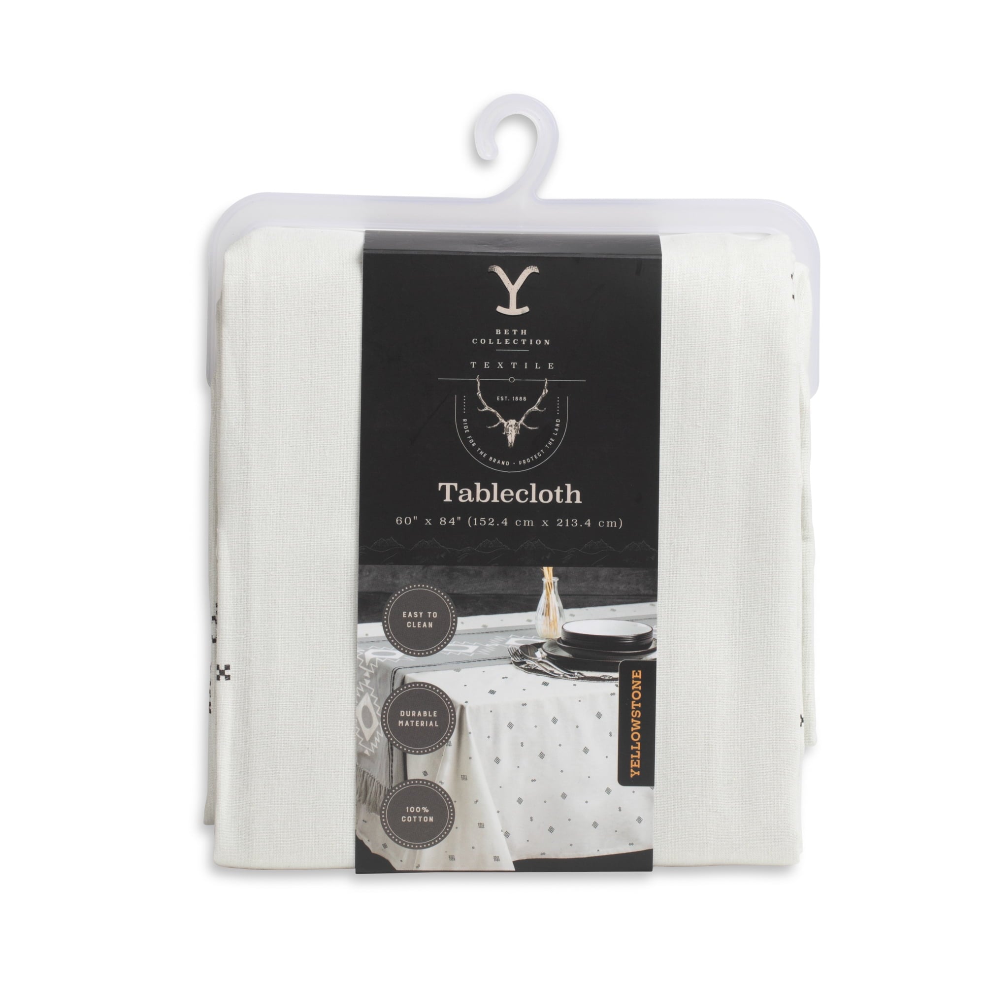 (2 pack) Yellowstone Rectangle Tablecloth 84", Beth Collection