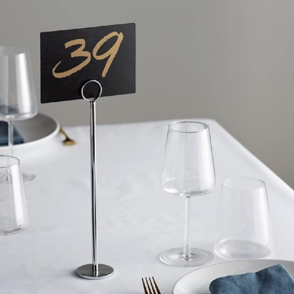 TrueCraftware- Set of 6 Chrome 14-1/2” Table Card Holder- Table Number Holders Place Card Holder Wire Picture Holder Small Size Table Card Holders for Photos Food Signs Weddings Restaurants Birthdays