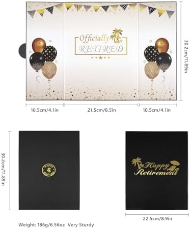 Retirement Guest Book Party Decorations, Black Gold Officially Retired Alternative Signature Card for Men Women Happy Retirement Gifts Signature Board for Retirement Farewell Keepsake Supplies