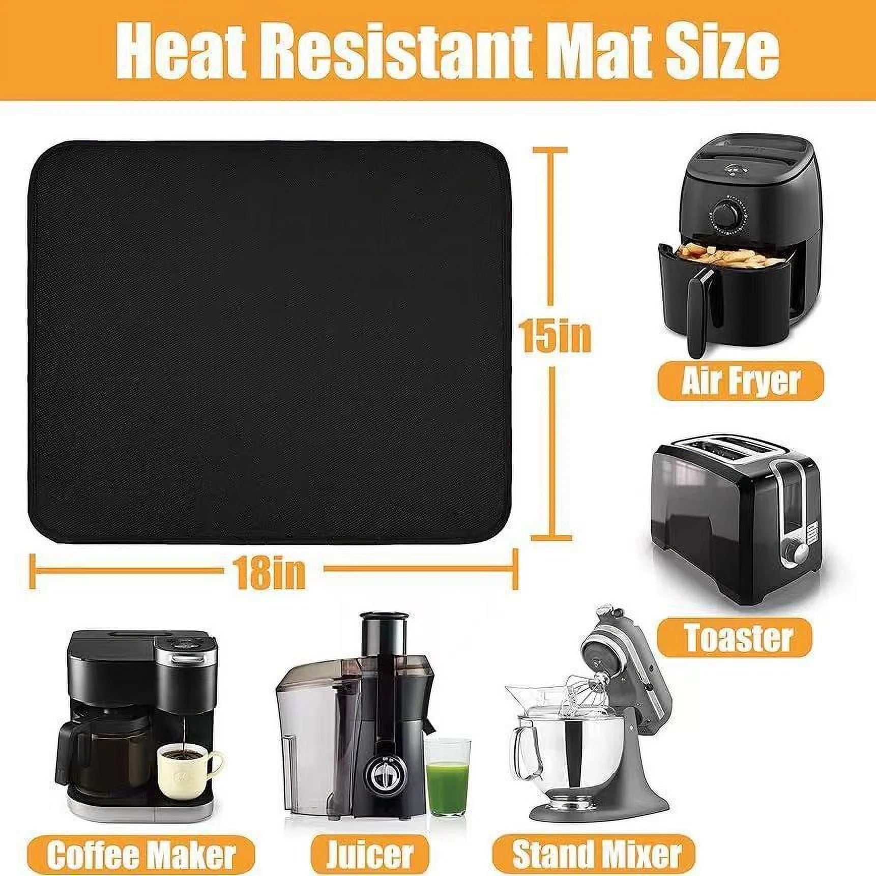 Heat Resistant Mat for Air Fryer,Deep Fryer,Oven,39*39in Hot Pads for Kitchen Counter Heat Protector,Under Coffee Maker Mats for Quartz Countertop Protector,Deep Fryer Coffee Machine Accessories