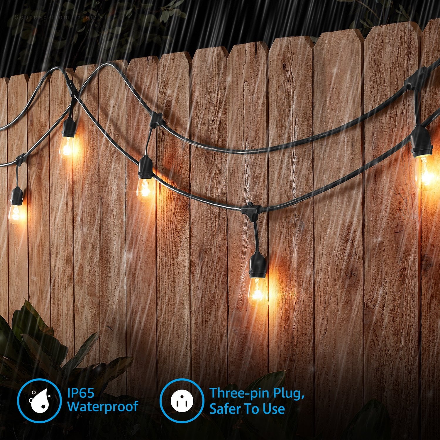 TORCHSTAR 50ft Outdoor Patio String Lights 24 Bulbs + Extra 12 Bulb Extendable Retro Style Hanging Lights for Festivals & Events, 24 Sockets, Weatherproof Commercial Grade, Garden, Balcony, Entrance