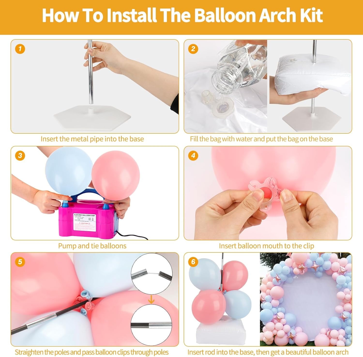 Balloon Arch Kit and Balloon Pump, 10Ft Wide Adjustable Balloon Arch Stand for Floor Frame with Electric Pump Bases Balloon Accessories for Birthday Party Baby Shower Festival Decorations