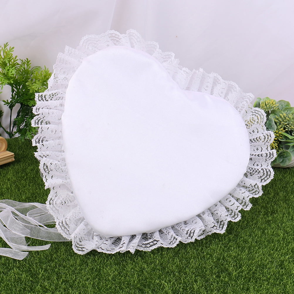 PENIKOKO Floral Lace Ring Bearer Pillow White Reusable for Wedding Events