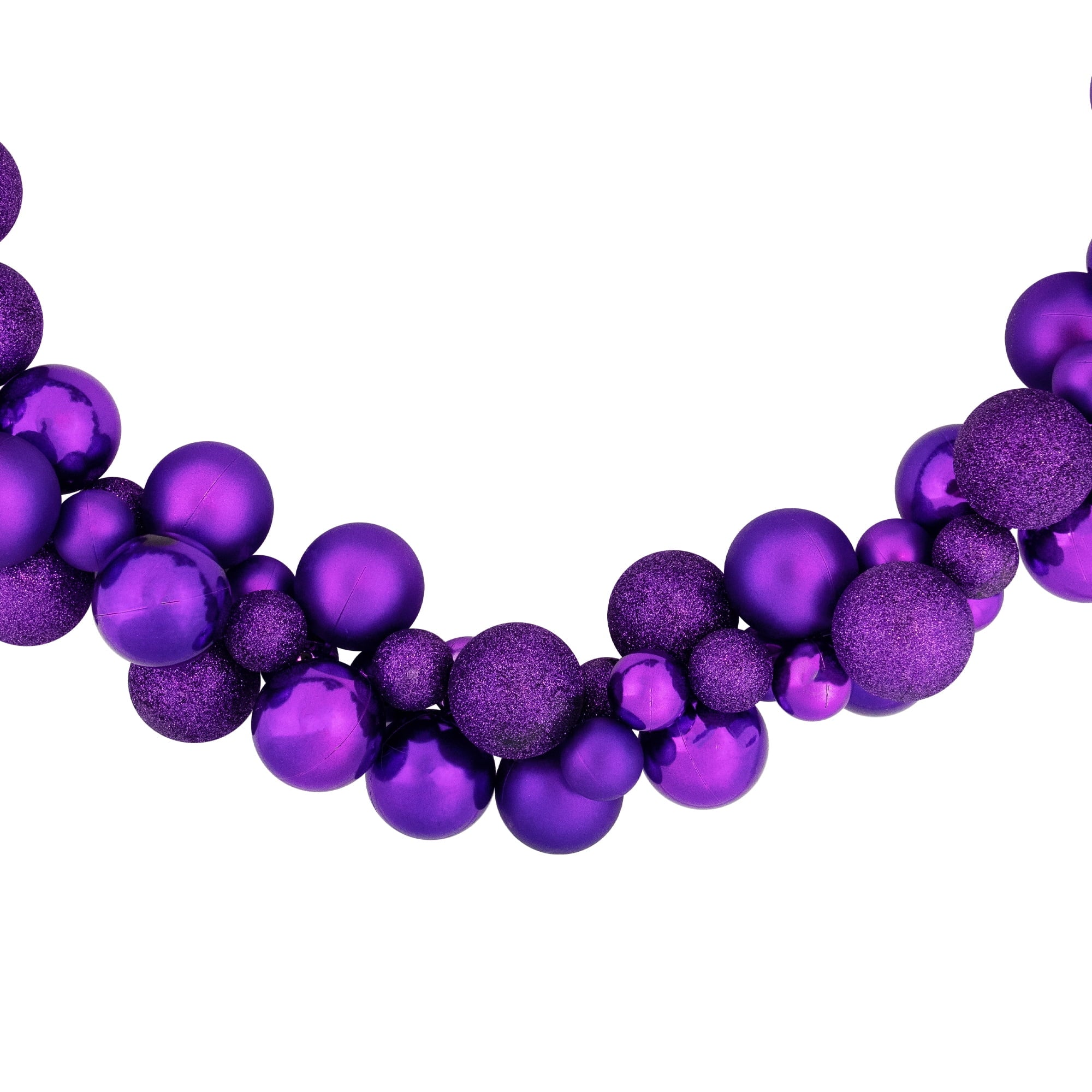 Northlight 3-Finish Shatterproof Ball Christmas Garland - 6' x 3.5" - Purple - Unlit