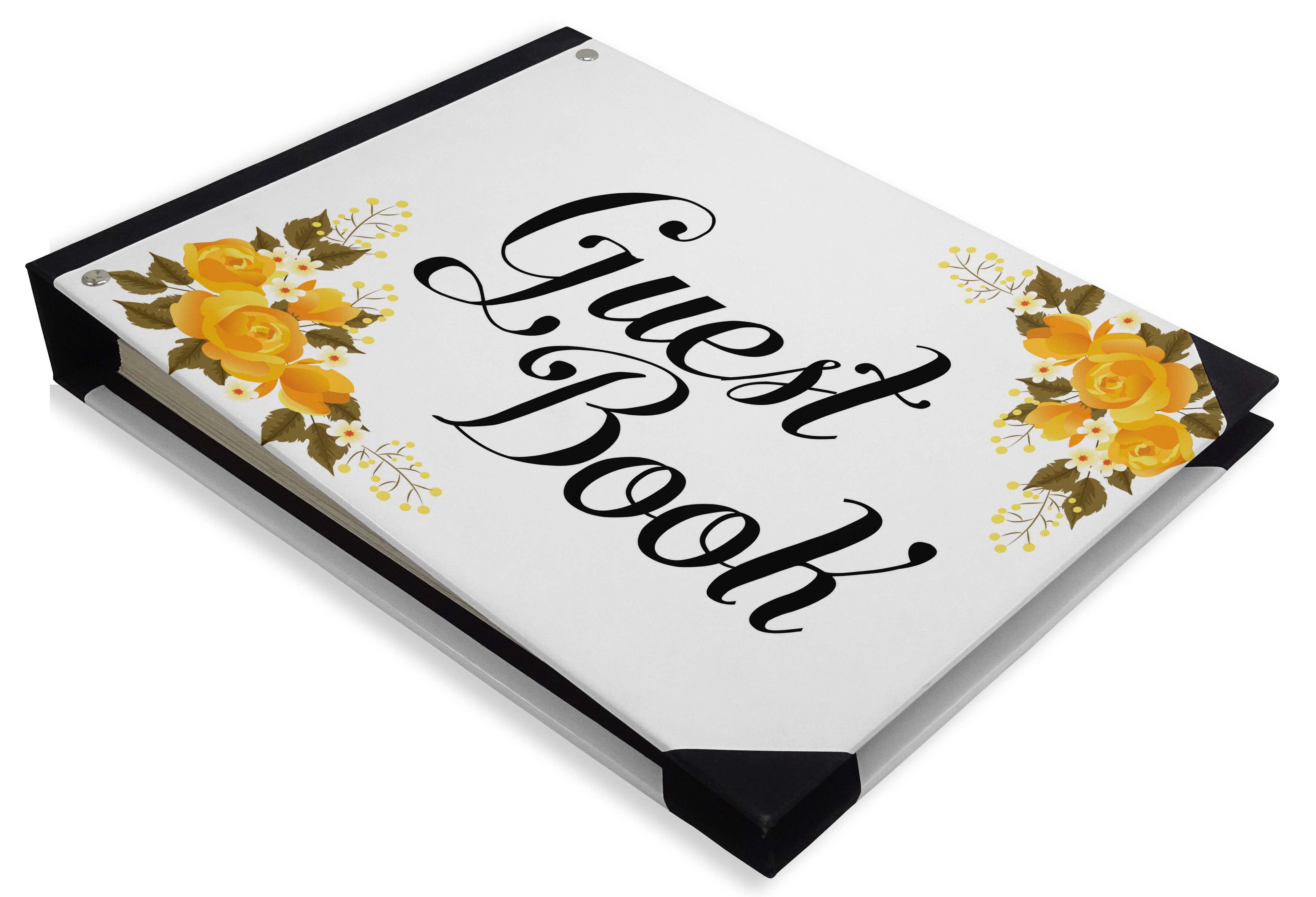 Darling Souvenir White Floral Wedding Guest Book Hardbound Guest Sign-In Book Guest Registry Guestbook-9 x 12 Inches