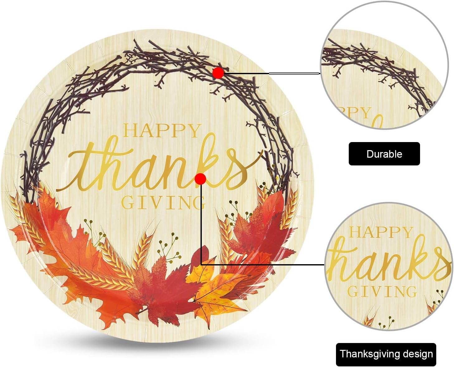 Caltero 200 PCS Thanksgiving Plates and Napkins Serves 50 Guests, Maple Leaves Disposable Dinnerware Set for Fall Holiday Thanksgiving Party Supplies