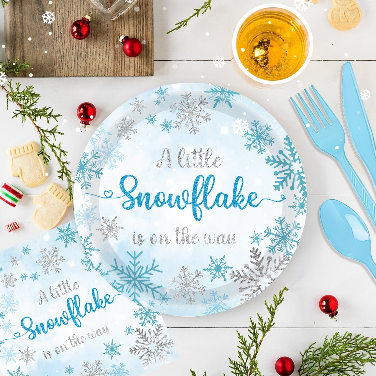 Christmas Paper Plates Party Supplies Decorations Disposable Christmas Dishes Napkins Dinnerware Tablecloth, Serve 16 Design2