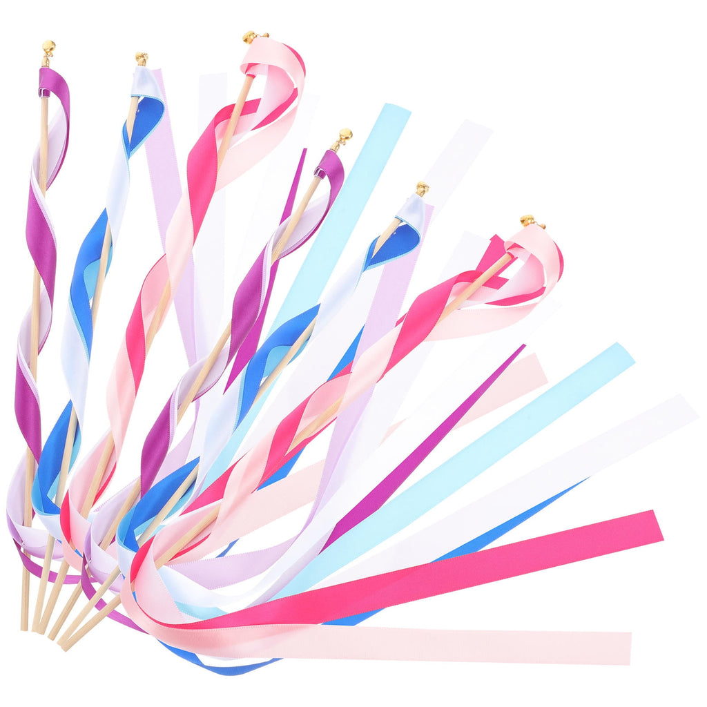 BESTONZON 30pcs Party Celebration Ribbon Sticks for Reception Supplies with Wood Material