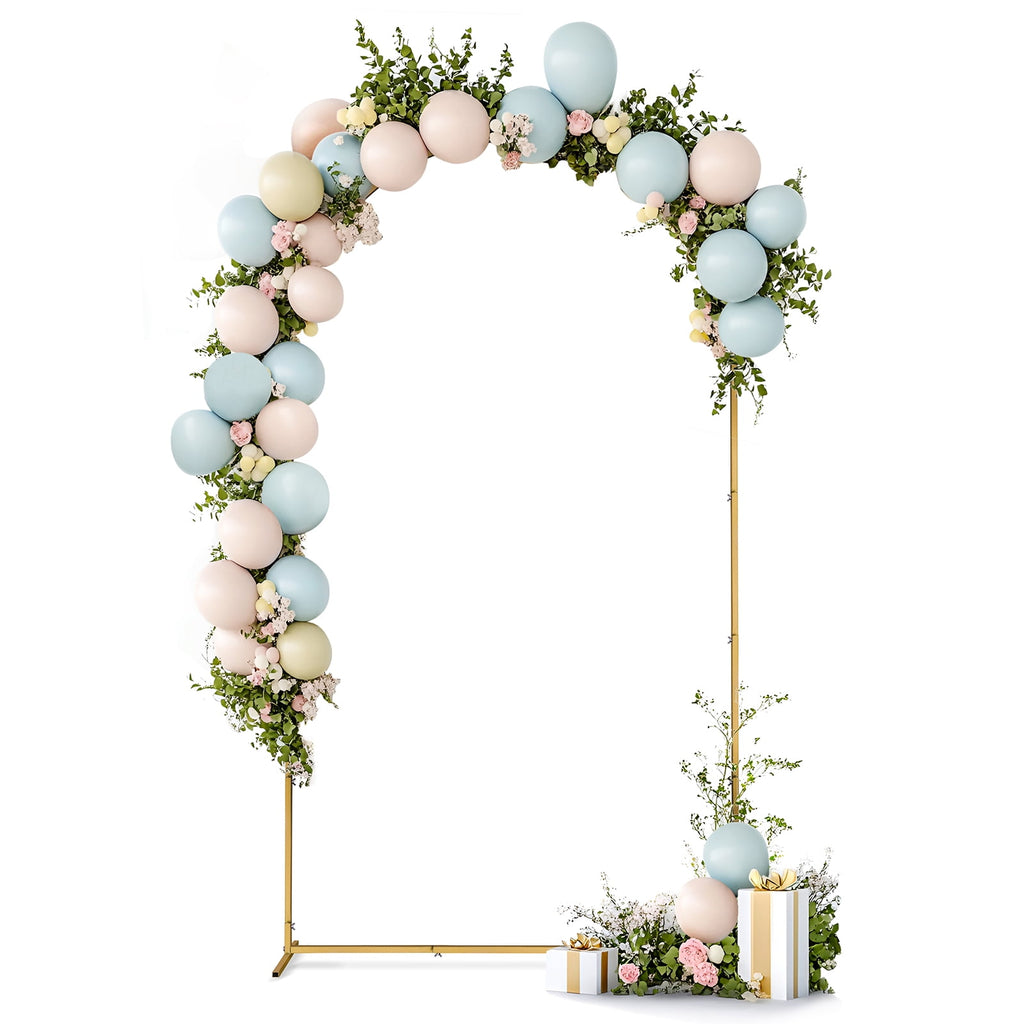 JP OUTDOOR 7.2ft Wedding Arch for Ceremony, Golden Balloon Stand, Metal Arch Backdrop for Decor