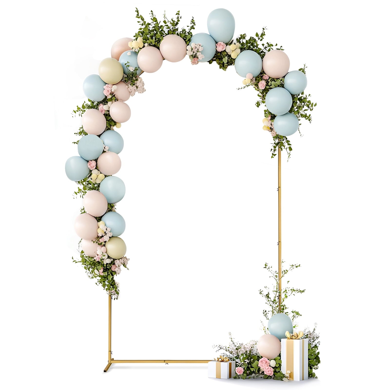JP OUTDOOR 7.2ft Wedding Arch for Ceremony, Golden Balloon Stand, Metal Arch Backdrop for Decor