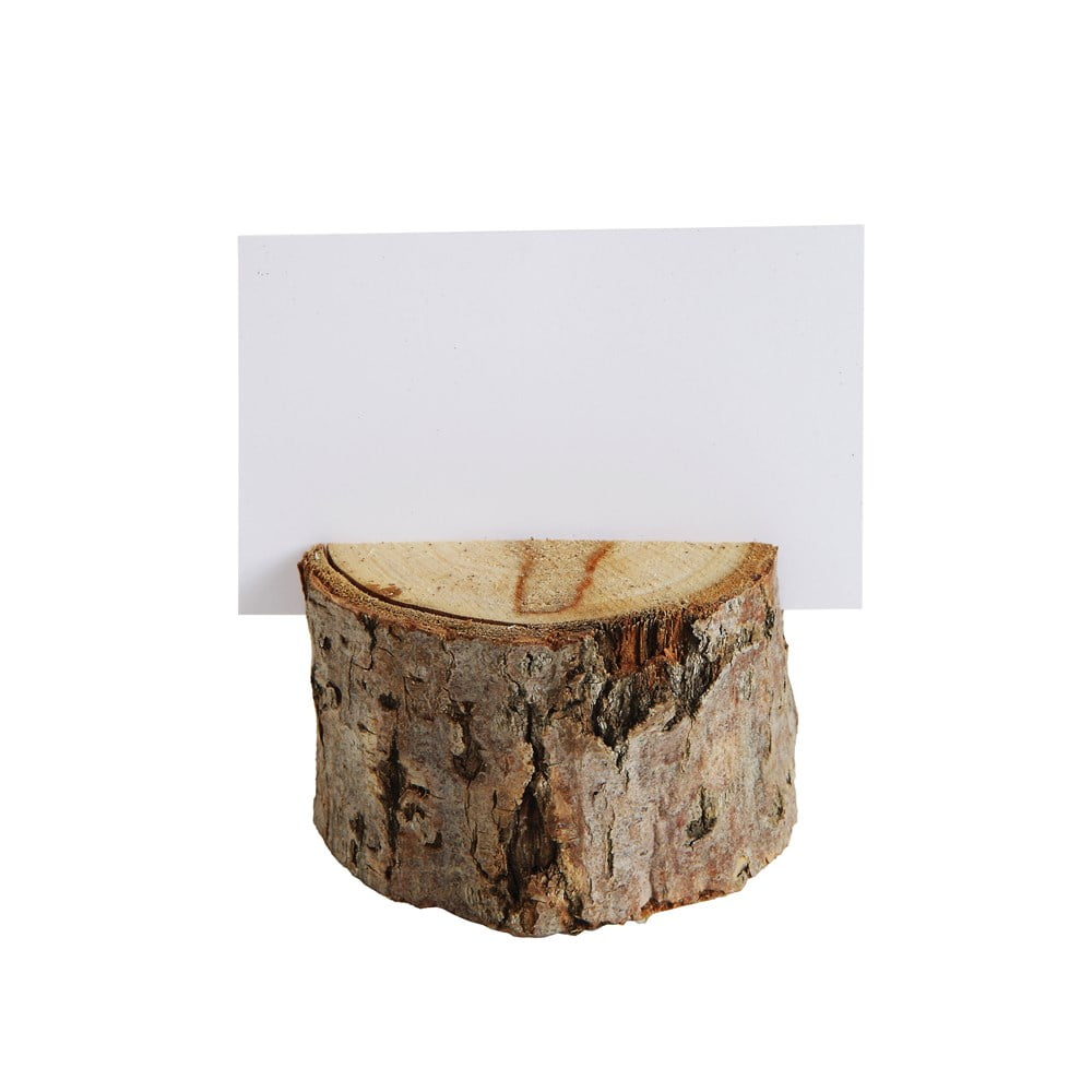 2-1/4" Round Wood Slice Place Holder w/ 12 Cards, Boxed Set of 6