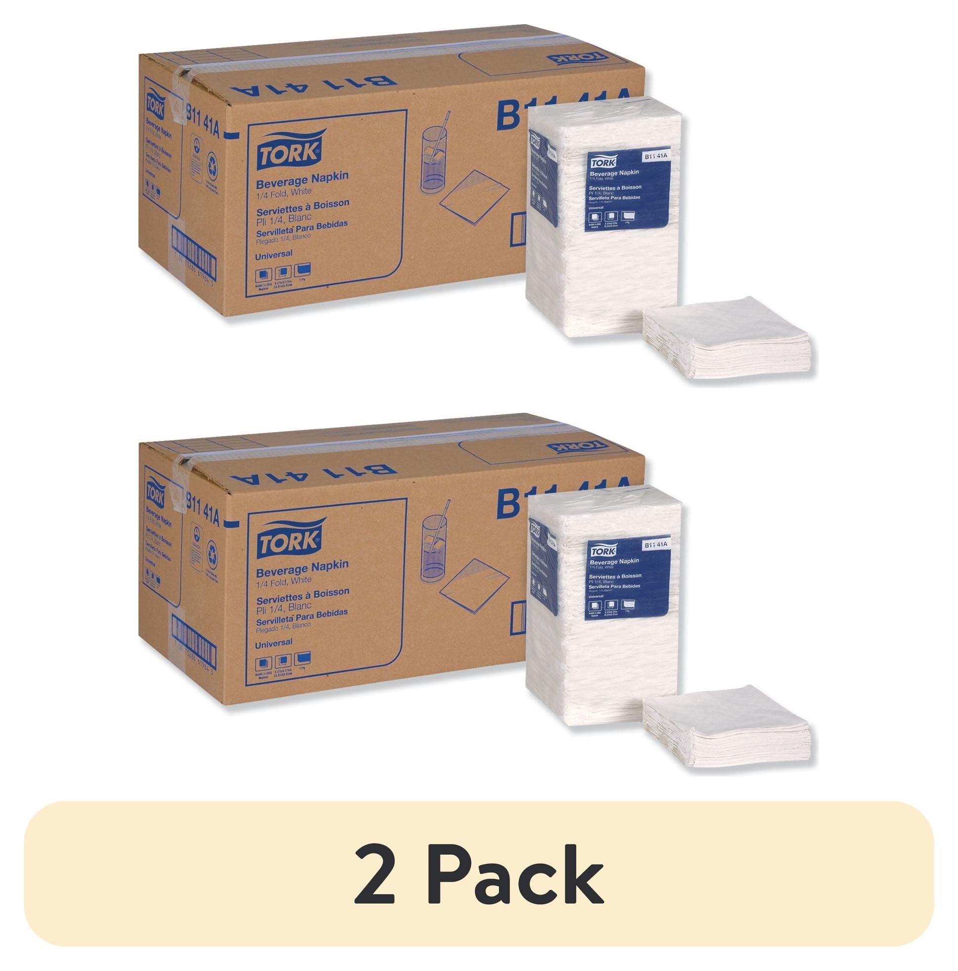 Tork Universal Beverage Napkin, 1-Ply,9.125x9.125, 1/4 Fold,Poly-Pack,White, 4000/CT -TRKB1141A