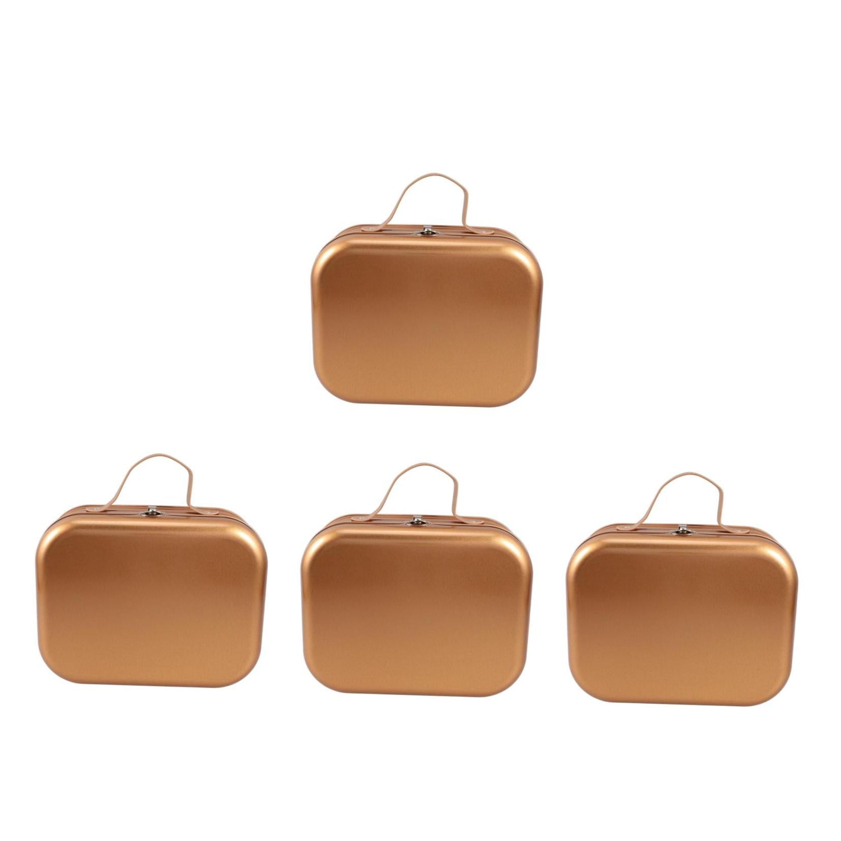Hemoton 4pcs Keepsake Wrapping Case Handheld Handle Box Handheld Storage Box Tinplate Wrapping Handheld Box Tinplate Keepsake Container Box