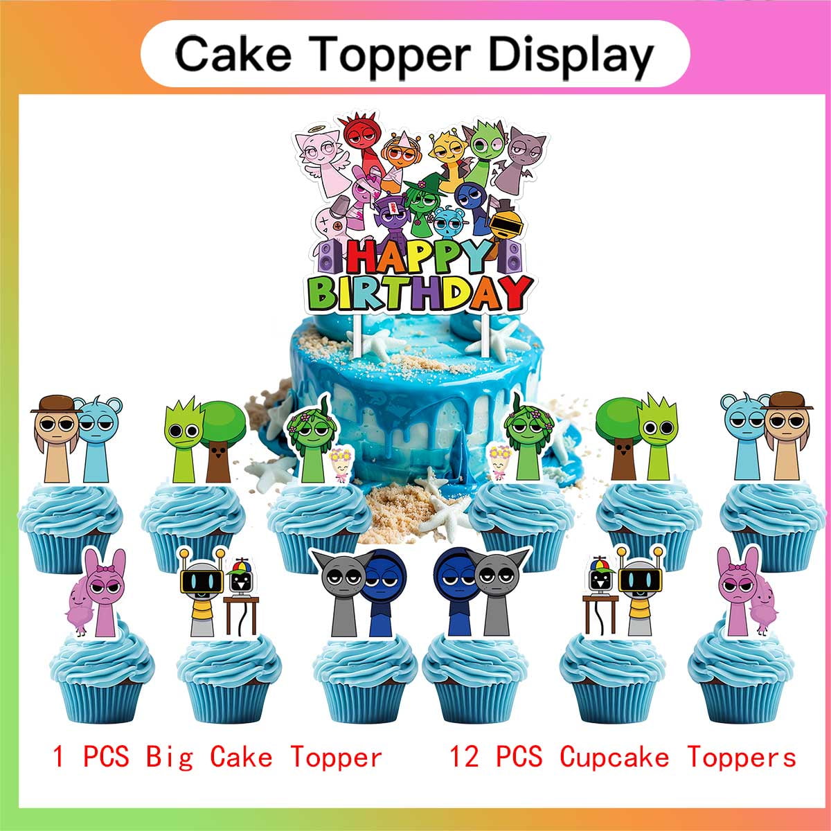 Incredibox Sprunki Party Supplies Decorations Paper Plates Tableware Balloons Birthday Decor Cake Topper Fans Banner Backdrop