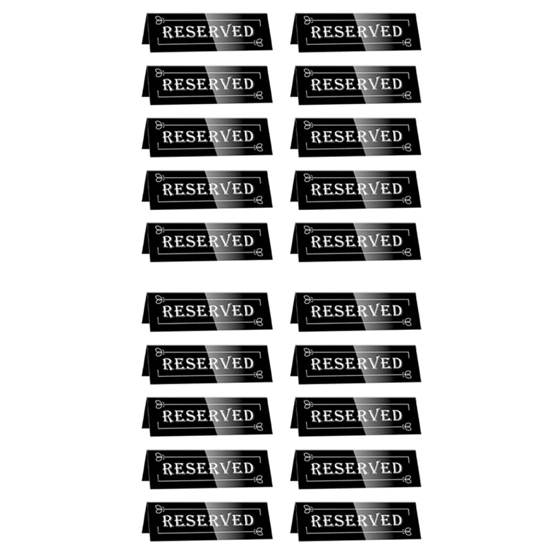 20PCS Reserved Table Signs, Acrylic Guest Reservation Table Tents Sign, Waterproof Background Double-Sided Seat Signs