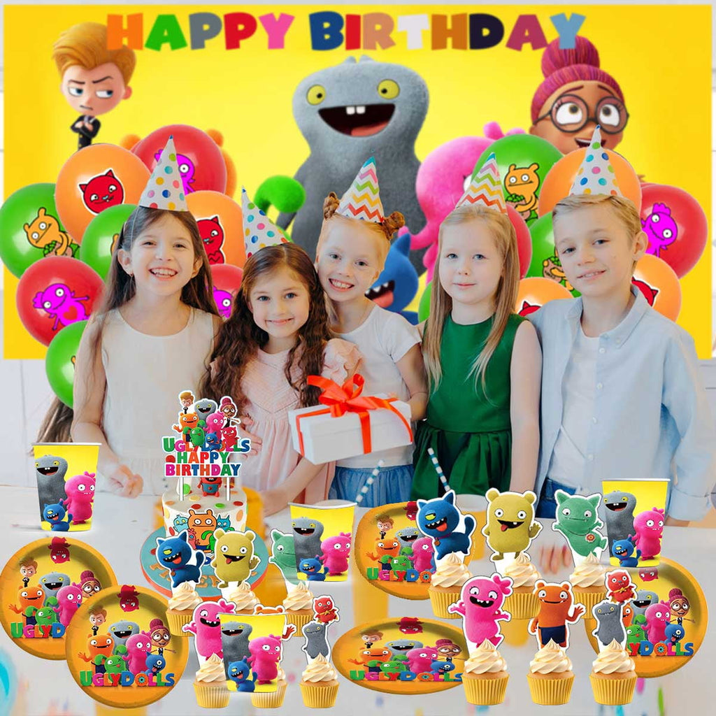 Ugly Doll Balloons Plates Party Supplies Decoration Birthday Cake Topper Decor Banner Backdrop Tableware