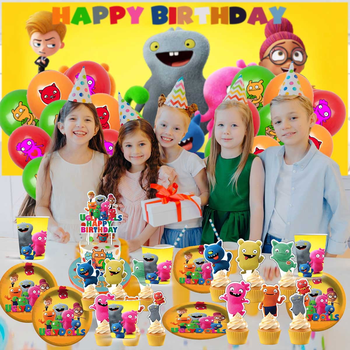 Ugly Doll Balloons Plates Party Supplies Decoration Birthday Cake Topper Decor Banner Backdrop Tableware