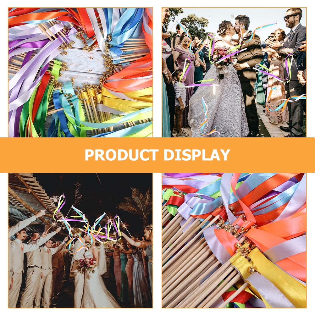 Ribbon Stick 40 Pcs Sticks for Party Wedding Decorations Colorful Ornament Ceremony Wooden