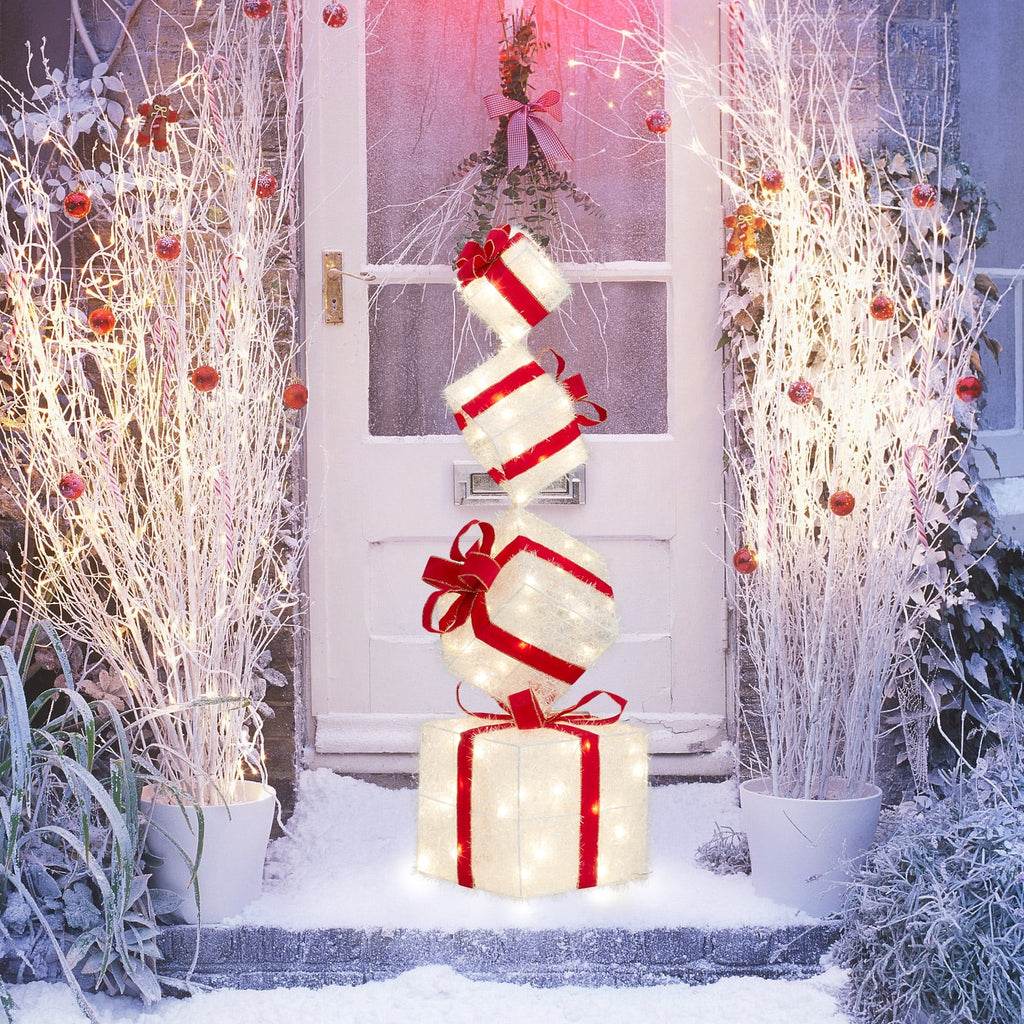 Ktaxon Set of 4 Lighted Gift Boxes for Christmas Holiday Decor