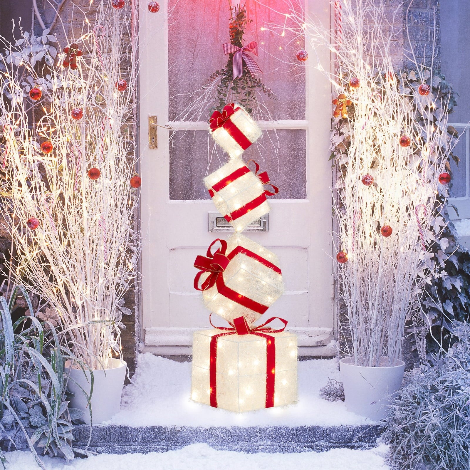 Ktaxon Set of 4 Lighted Gift Boxes for Christmas Holiday Decor