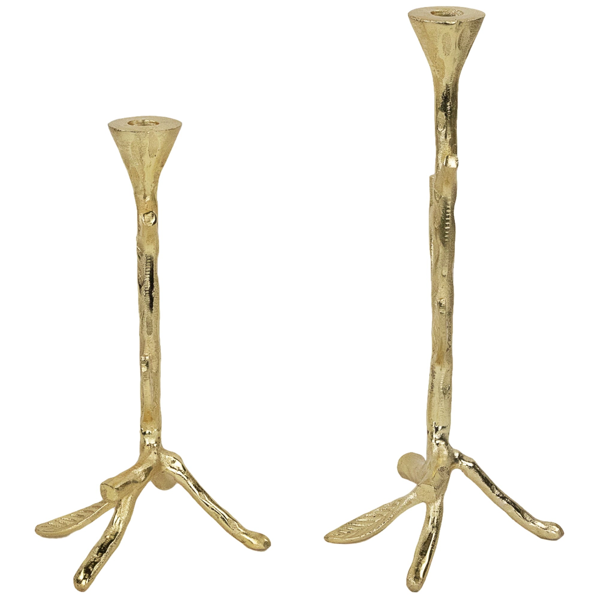 Northlight Leafy Branch Metal Taper Candle Holders - 15" - Gold - Set of 2