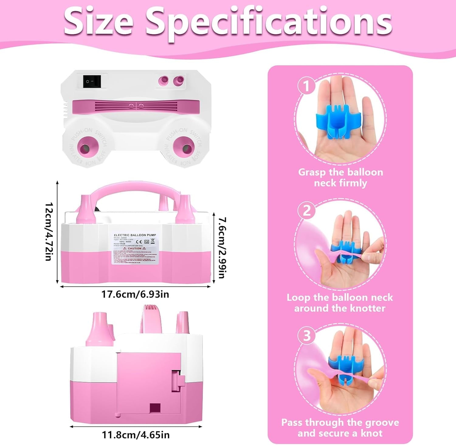 SINBEE Balloon Pump, Balloon Pump Electric, Portable Dual Nozzle Electric Blower Air Pump Inflator for Party Decoration. Faster and Save Time