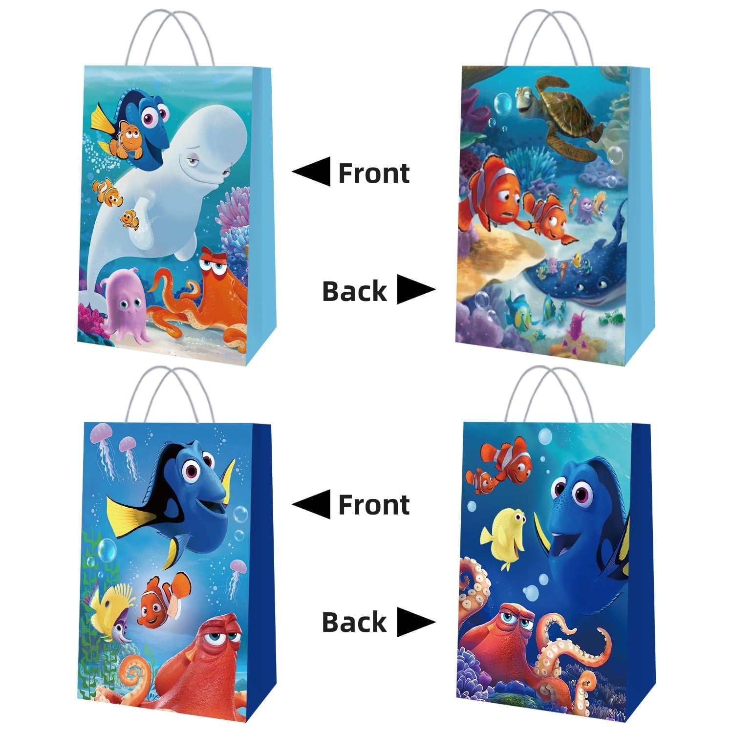 24 Pcs Nemo Cartoon Party Gift Bags, Birthday party bags, Cartoon candy bags, Party Supplies（8.26"×5.9"×3.15"）