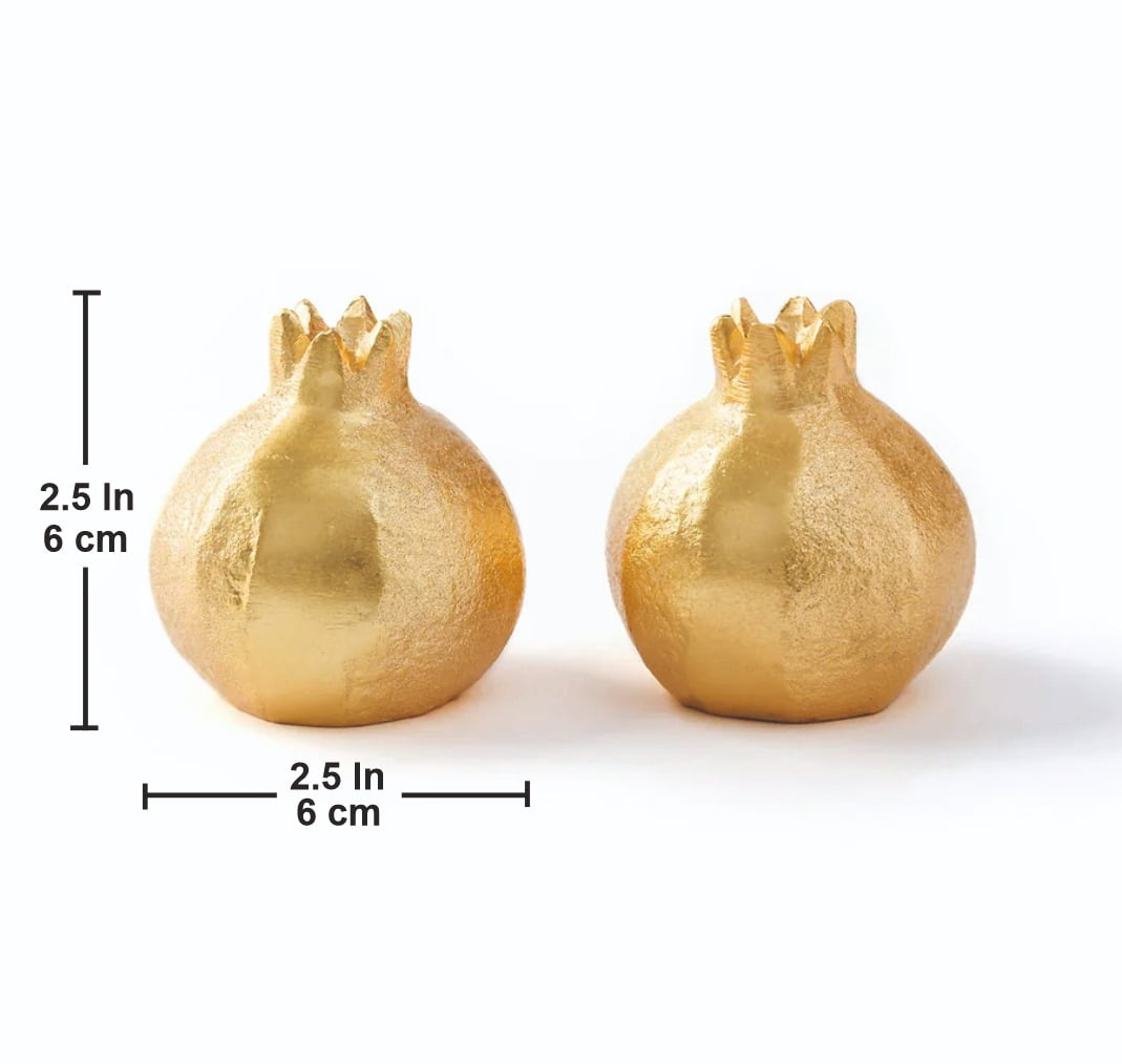 Pomegranate Salt & Pepper Shakers Hand Crafted Salt Celler Gold Tableware Shaker Set for Table Decor