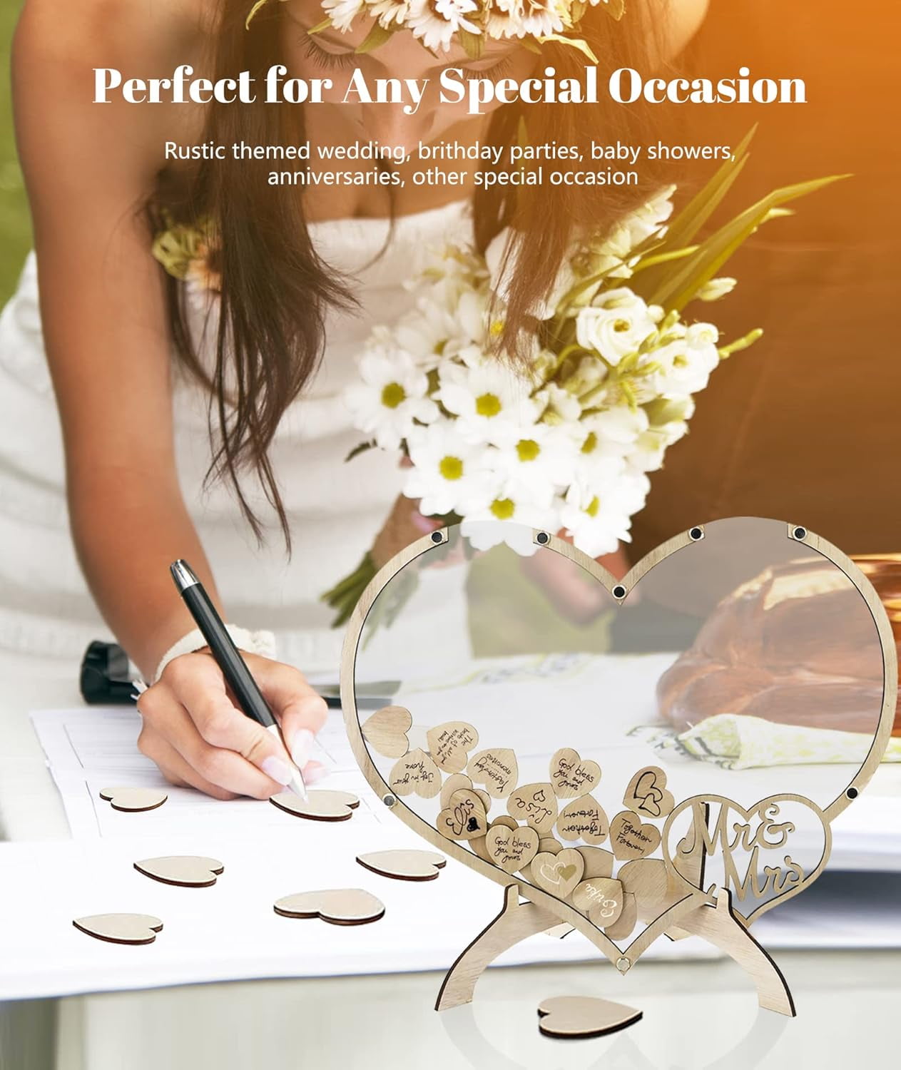 Heart Wedding Guest Book Alternative, Guest Book Wedding Reception Rustic Wedding Books for Guests to Sign, Wedding Heart Guest Book Drop Box, Guest Book for Wedding
