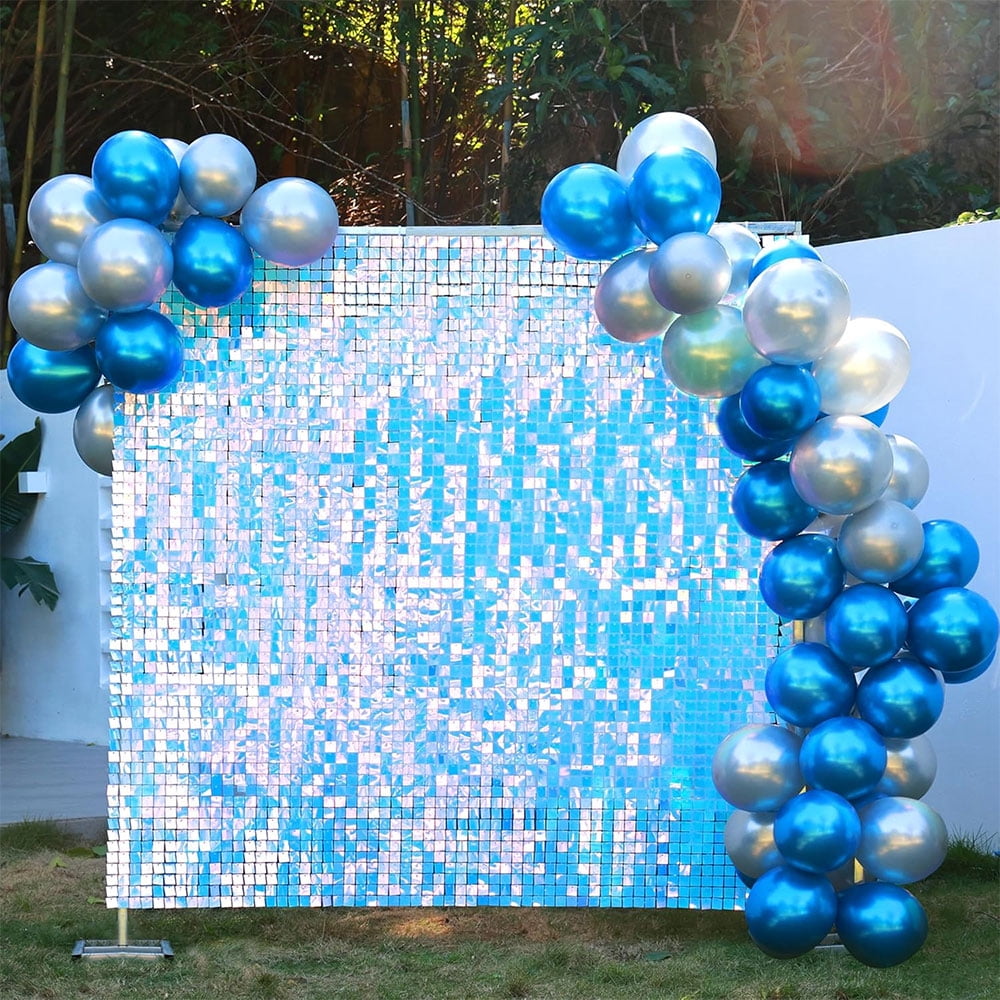 24PCS Blue Shimmer Wall Panels Vibrant Sequin Backdrop for Weddings, Birthdays, Graduations, Parties